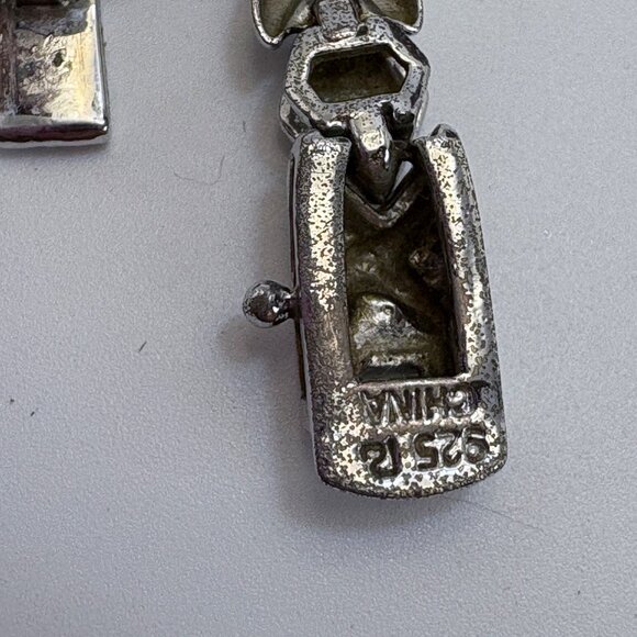 VTG Sterling Silver 925 Illusion Stone X Link Chain BRacelet Size 7.5" Length - Picture 6 of 10